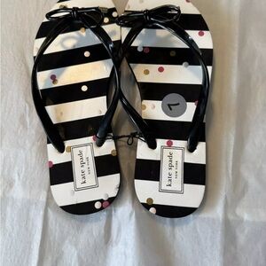 Kate Spade Black and White Striped Sandals